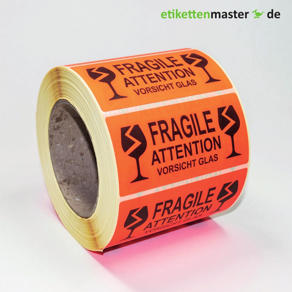 Vorsicht-Glas-Etiketten – 100 x 50 mm, 1.000 Stück pro Rolle Vorsicht-Glas-Etiketten – 100 x 50 mm, 1.000 Stück pro Rolle