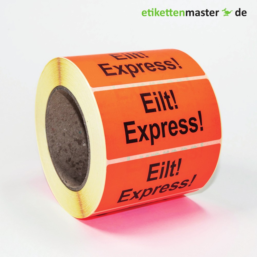 100 x 50 mm,  Paketkennzeichnung Eilt! Express!, Rolle, Kern 76 mm, 1.000 Etiketten 